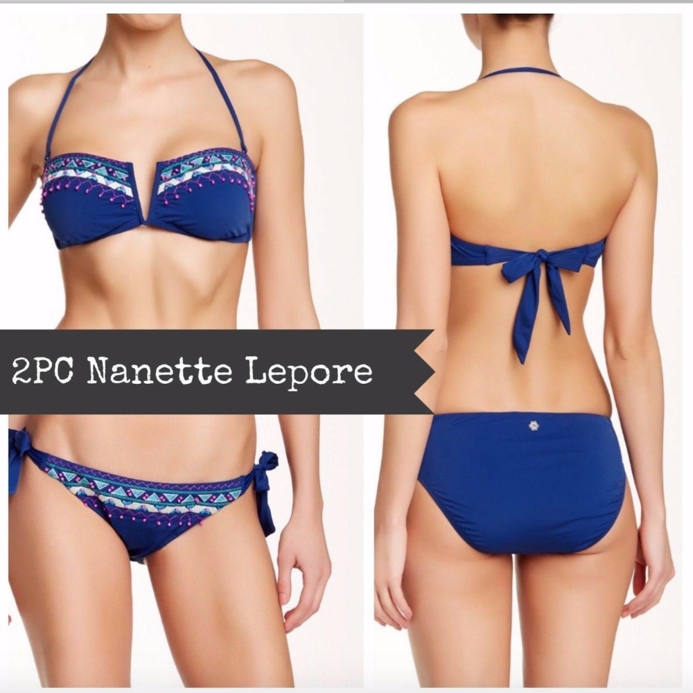 NWT Nanette Lepore Costa Bikini Top + Tie Bottoms‎